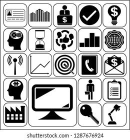 Set of 22 business high quality symbols. Collection. Flat design. Vector Illustration.