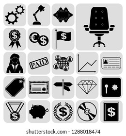 Set of 22 business high quality icons or symbols. Collection. Detailed design. Vector Illustration.