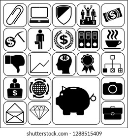 Set of 22 business high quality icons or symbols. Collection. Detailed design. Vector Illustration.