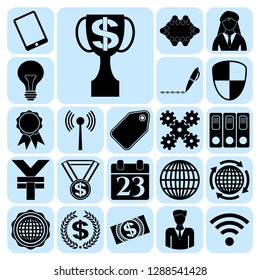 Set of 22 business high quality symbols or icons. Collection. Detailed design. Vector Illustration.