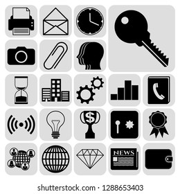 Set of 22 business high quality icons or symbols. Collection. Amazing desing. Vector Illustration.