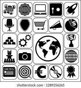 Set of 22 business high quality symbols or icons. Collection. Detailed design. Vector Illustration.