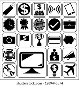 Set of 22 business high quality icons or symbols. Collection. Amazing desing. Vector Illustration.