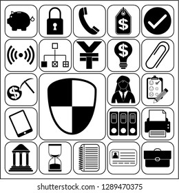 Set of 22 business high quality symbols or icons. Collection. Flat design. Vector Illustration.