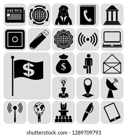 Set of 22 business high quality symbols. Collection. Flat design. Vector Illustration.