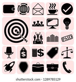 Set of 22 business high quality symbols or icons. Collection. Detailed design. Vector Illustration.