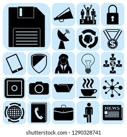 Set of 22 business high quality symbols or icons. Collection. Detailed design. Vector Illustration.