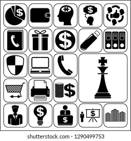 Set of 22 business high quality icons or symbols. Collection. Detailed design. Vector Illustration.