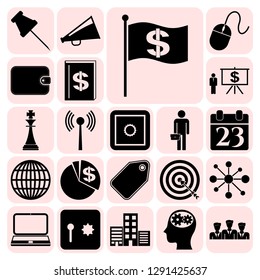 Set of 22 business high quality icons. Collection. Detailed design. Vector Illustration.