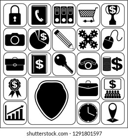 Set of 22 business high quality symbols or icons. Collection. Flat design. Vector Illustration.