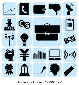 Set of 22 business high quality icons or symbols. Collection. Amazing desing. Vector Illustration.