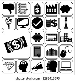 Set of 22 business high quality icons or symbols. Collection. Amazing desing. Vector Illustration.