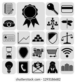 Set of 22 business high quality icons or symbols. Collection. Detailed design. Vector Illustration.