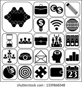 Set of 22 business high quality symbols or icons. Collection. Detailed design. Vector Illustration.
