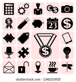 Set of 22 business high quality symbols or icons. Collection. Amazing desing. Vector Illustration.