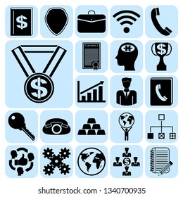 Set of 22 business high quality symbols or icons. Collection. Amazing desing. Vector Illustration.