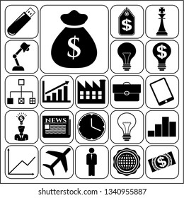 Set of 22 business high quality symbols. Collection. Detailed design. Vector Illustration.