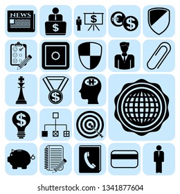 Set of 22 business high quality symbols or icons. Collection. Detailed design. Vector Illustration.
