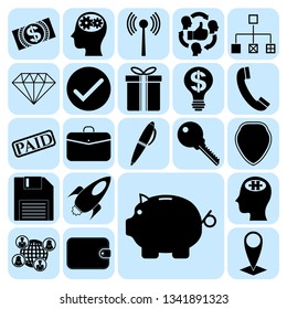 Set of 22 business high quality symbols or icons. Collection. Amazing desing. Vector Illustration.