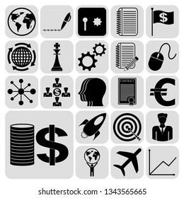 Set of 22 business high quality symbols or icons. Collection. Detailed design. Vector Illustration.