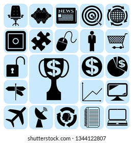 Set of 22 business high quality symbols. Collection. Detailed design. Vector Illustration.