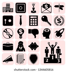 Set of 22 business high quality symbols. Collection. Detailed design. Vector Illustration.