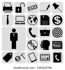 Set of 22 business high quality symbols or icons. Collection. Detailed design. Vector Illustration.