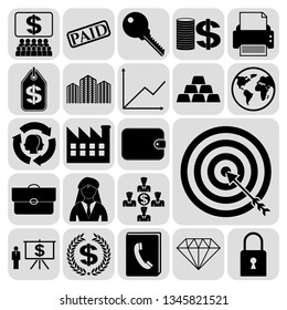 Set of 22 business high quality icons or symbols. Collection. Detailed design. Vector Illustration.