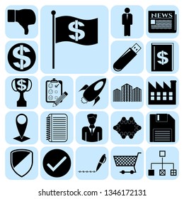 Set of 22 business high quality symbols or icons. Collection. Detailed design. Vector Illustration.