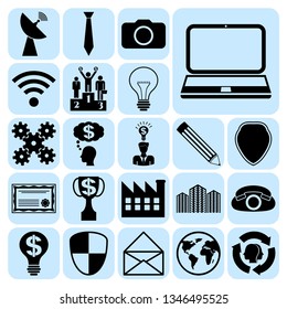Set of 22 business high quality icons or symbols. Collection. Flat design. Vector Illustration.