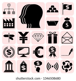 Set of 22 business high quality icons or symbols. Collection. Amazing desing. Vector Illustration.