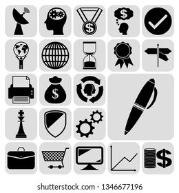 Set of 22 business high quality icons. Collection. Detailed design. Vector Illustration.