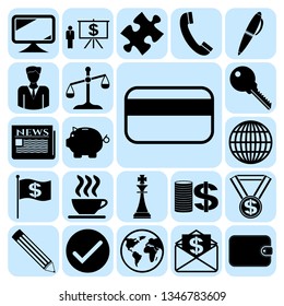 Set of 22 business high quality symbols. Collection. Flat design. Vector Illustration.
