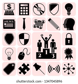 Set of 22 business high quality symbols or icons. Collection. Amazing desing. Vector Illustration.