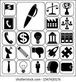 Set of 22 business high quality symbols. Collection. Amazing desing. Vector Illustration.
