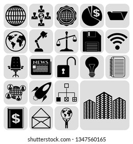 Set of 22 business high quality icons or symbols. Collection. Detailed design. Vector Illustration.