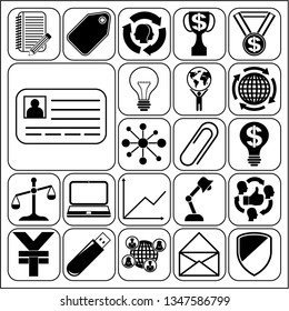 Set of 22 business high quality icons. Collection. Detailed design. Vector Illustration.