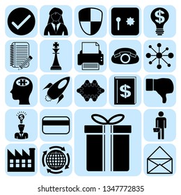 Set of 22 business high quality icons or symbols. Collection. Detailed design. Vector Illustration.