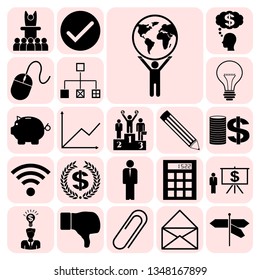 Set of 22 business high quality icons or symbols. Collection. Detailed design. Vector Illustration.