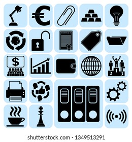 Set of 22 business high quality symbols. Collection. Flat design. Vector Illustration.