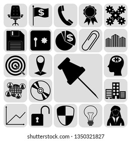 Set of 22 business high quality symbols or icons. Collection. Detailed design. Vector Illustration.