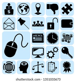 Set of 22 business high quality symbols. Collection. Flat design. Vector Illustration.