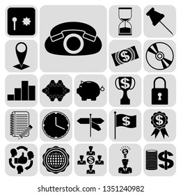 Set of 22 business high quality symbols. Collection. Detailed design. Vector Illustration.