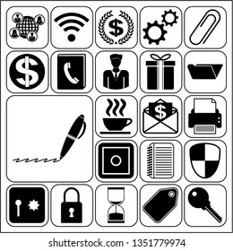 Set of 22 business high quality symbols or icons. Collection. Amazing desing. Vector Illustration.