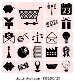 Set of 22 business high quality symbols or icons. Collection. Detailed design. Vector Illustration.