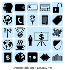 Set of 22 business high quality icons or symbols. Collection. Detailed design. Vector Illustration.