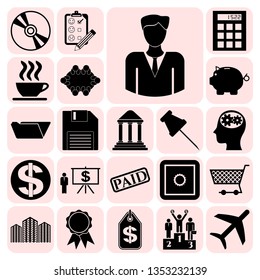 Set of 22 business high quality icons or symbols. Collection. Amazing desing. Vector Illustration.