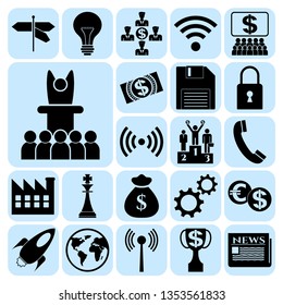 Set of 22 business high quality symbols. Collection. Flat design. Vector Illustration.