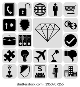 Set of 22 business high quality symbols or icons. Collection. Amazing desing. Vector Illustration.