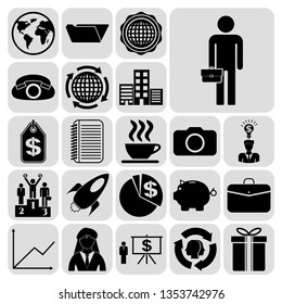 Set of 22 business high quality symbols. Collection. Detailed design. Vector Illustration.